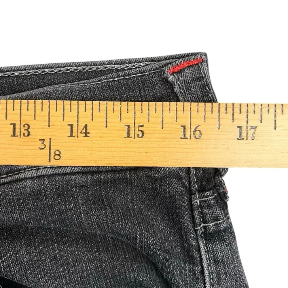 True Religion Moto Jeans Black Wash Biker Stitch Slim Straight Men’s 32